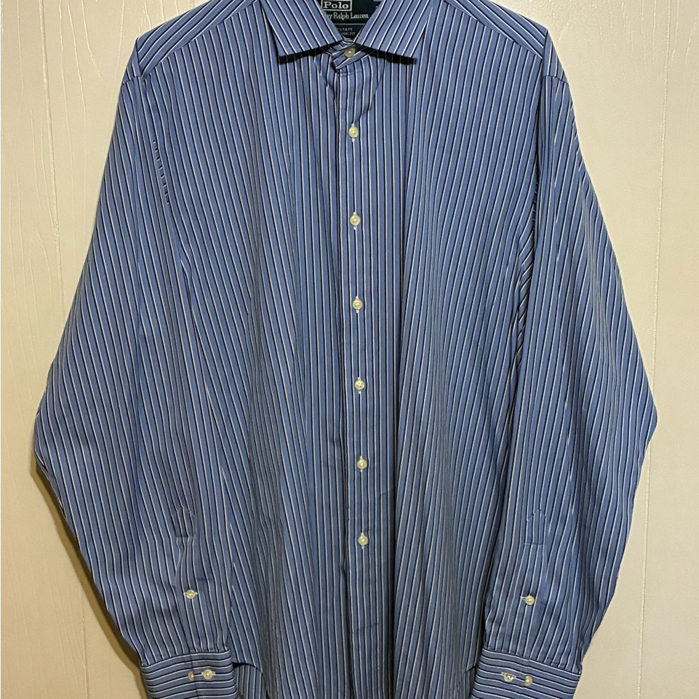 Polo by Ralph Lauren Men's Estate Classic Blue Pinstripe Dress Shirt
